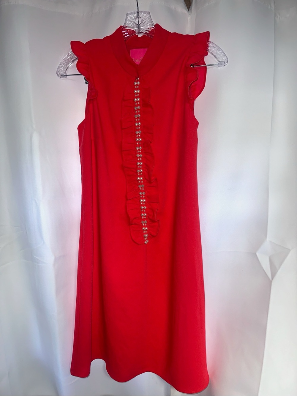 Lilly Pulitzer Ruby Red Ruffle-Front Sleeveless Adalee Shift Dress